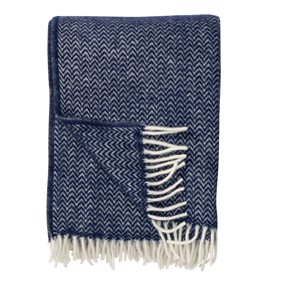 Klippan Chevron Eco Wool Blanket dark denim