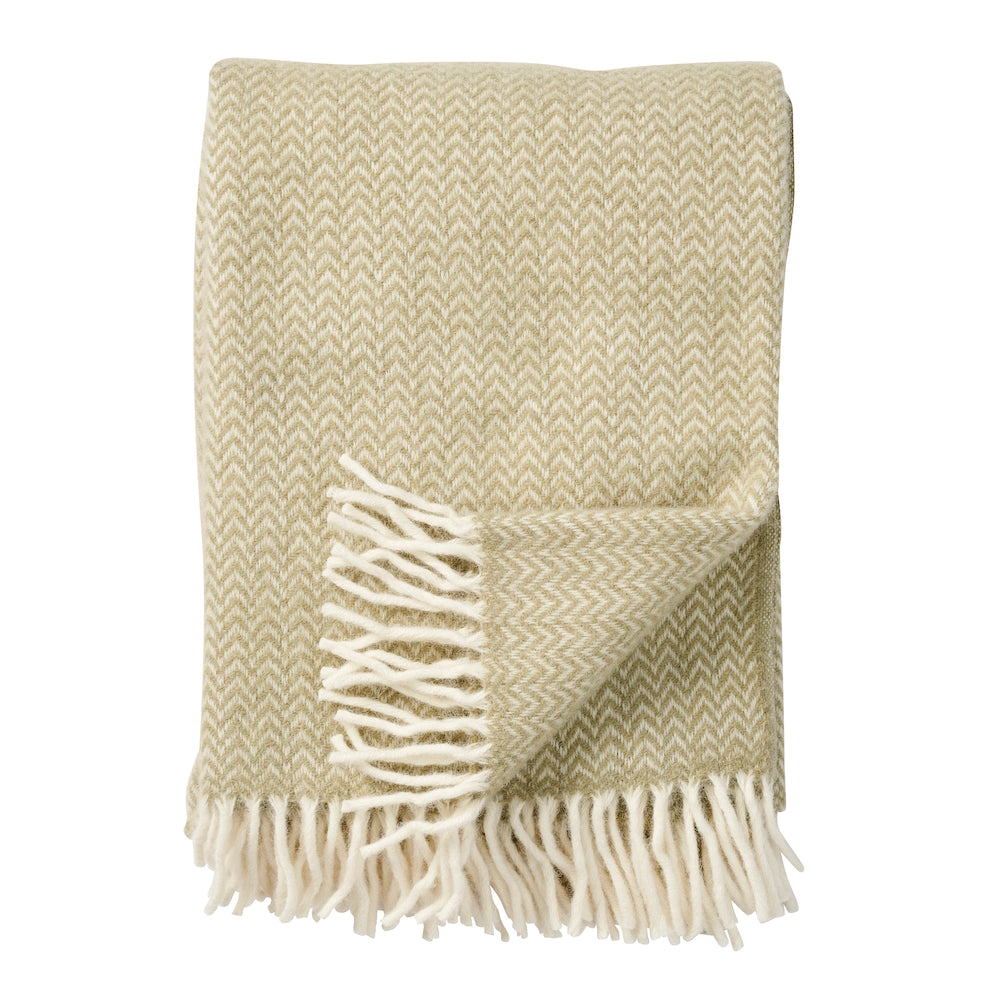 Klippan Chevron Eco Wool Blanket green