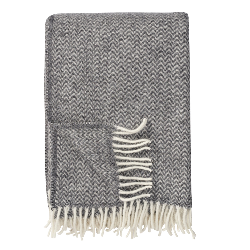 Klippan Chevron Eco Wool Blanket grey