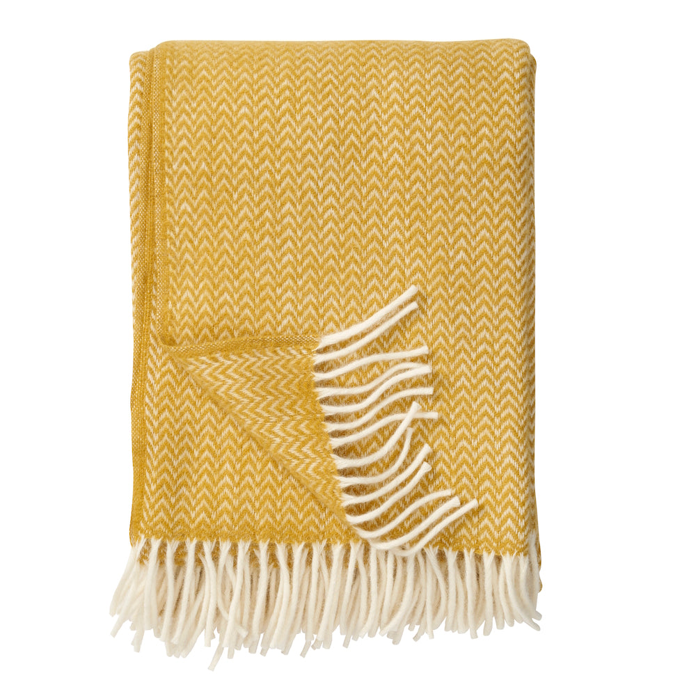 Klippan Chevron Eco Wool Blanket yellow