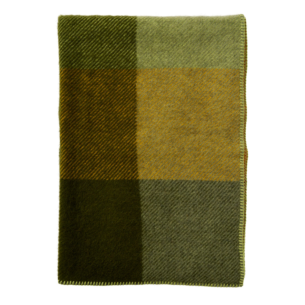 Klippan Gotland Check Midi Wool Throw Green