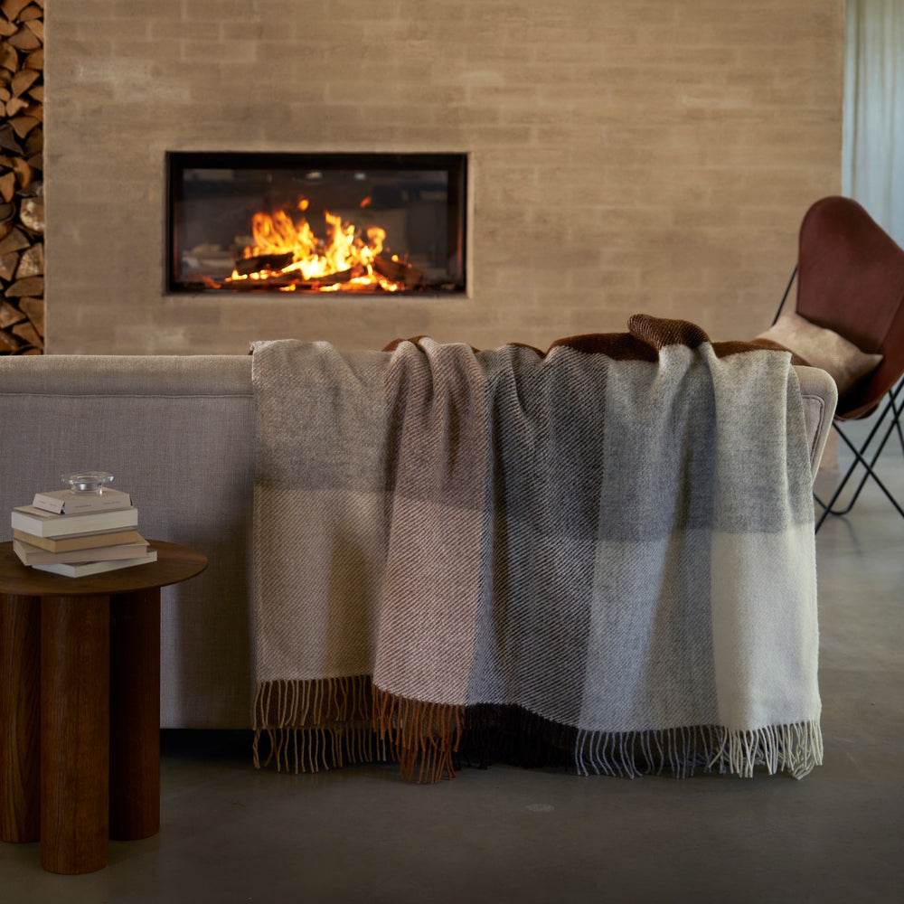 Klippan Gotland Check Wool Blanket Beige