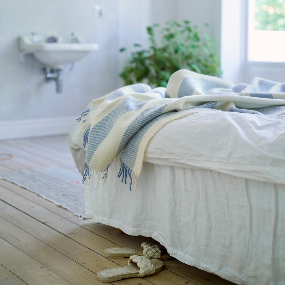 Klippan Gotland Vertical Stripe Wool Blanket Heavenly Blue