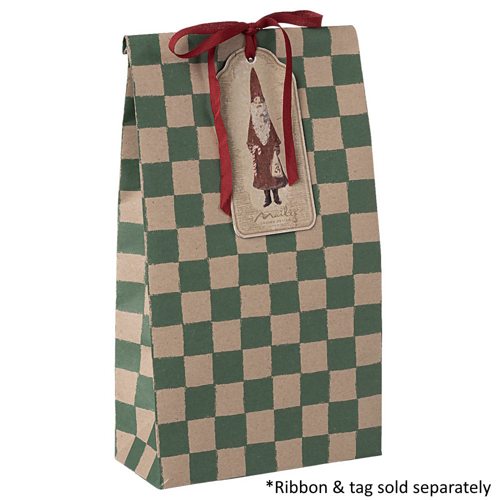 Maileg Gift Bag Medium Checker Green 50pk