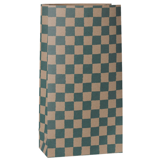 Maileg Gift Bag Medium Checker Petrol 50pk