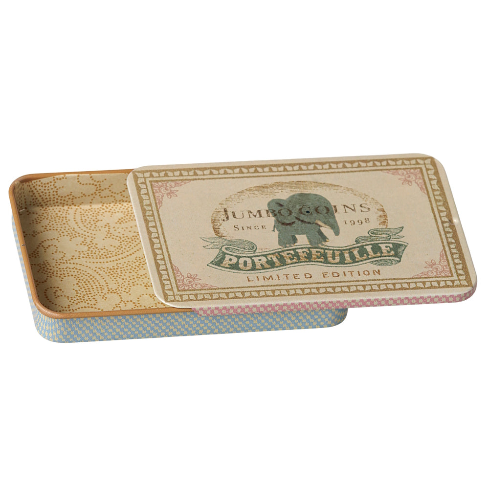 Maileg Metal Box Sliding Lid Jumbo Coins Blue