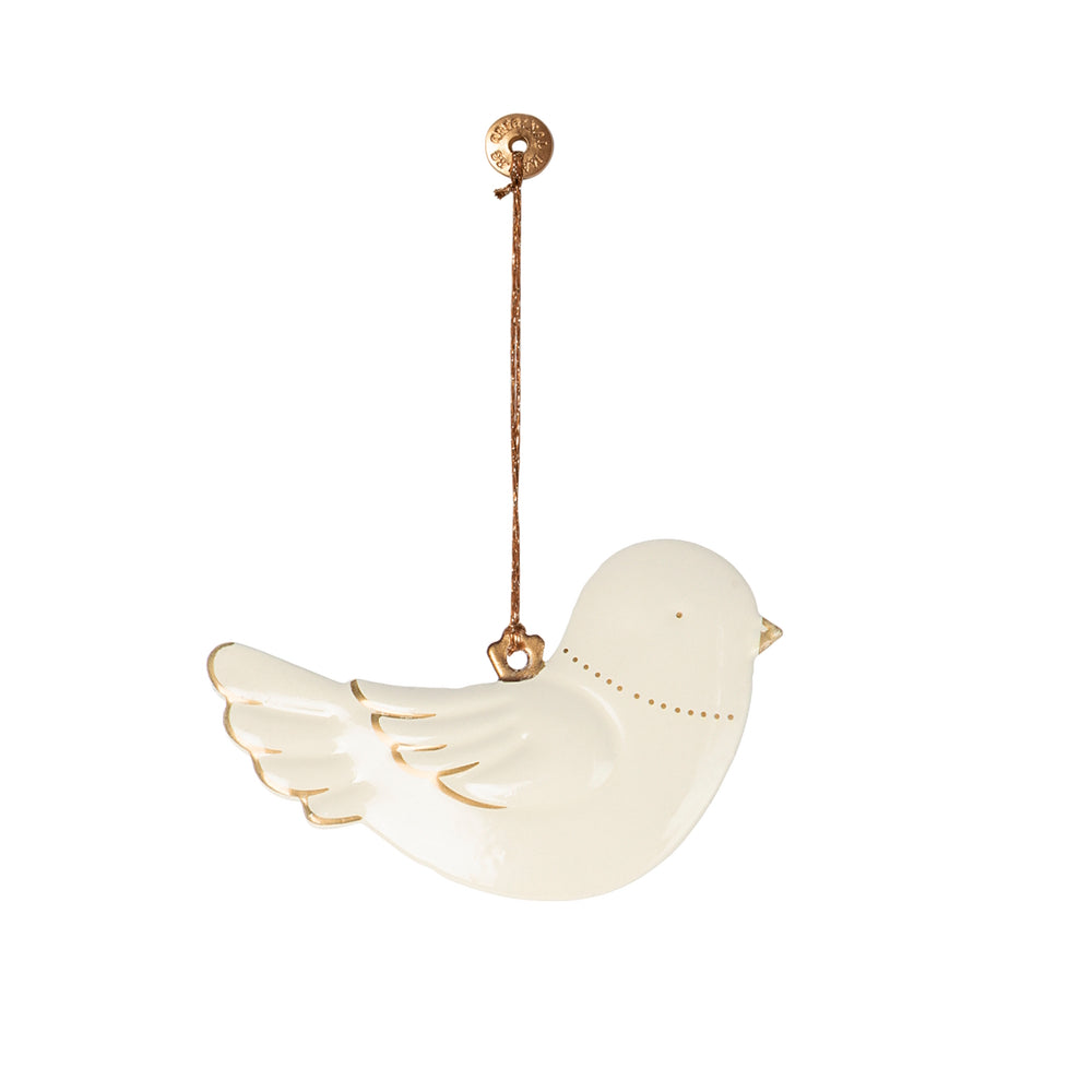 Maileg Metal Ornament Bird Off White-Gold