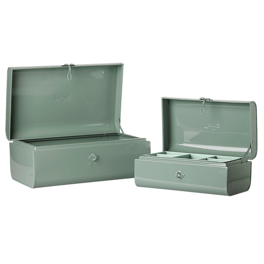 Maileg Storage Suitcase Set Dark Mint-Dark Mint with Tray