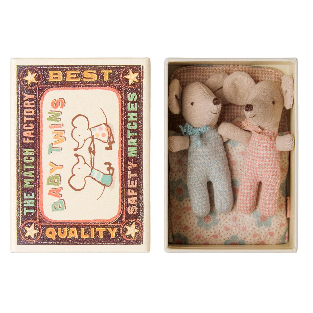 Maileg Twins Baby Mice in Matchbox Checker 2026