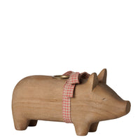 Maileg Wooden Candle Holder Pig Medium Nature