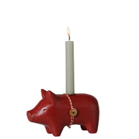 Maileg Wooden Candle Holder Pig Small Red
