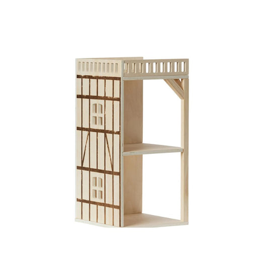 Wooden playhouse structure on a white background