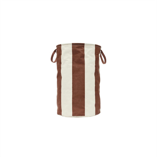 Striped brown and white bag on a white background