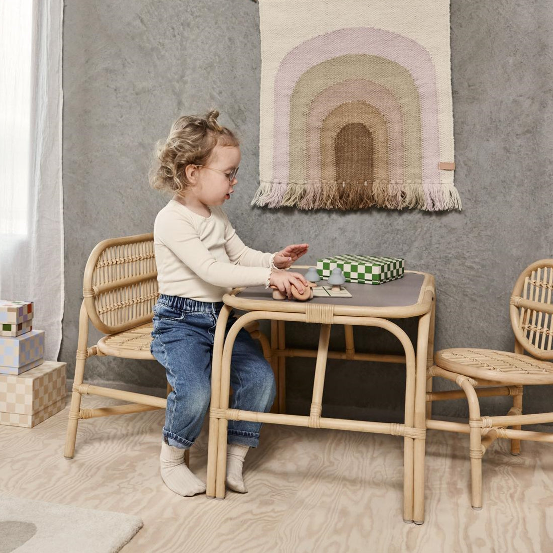 OYOY Nana Rattan Kids Bench