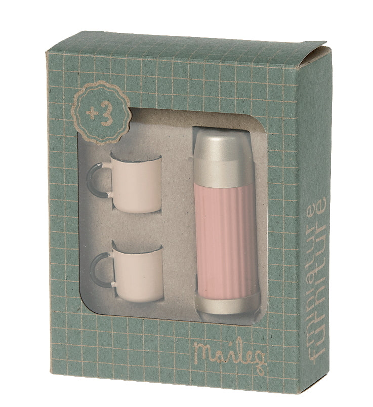 Maileg Miniature Thermos And Cups coral