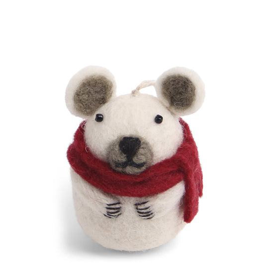 Gry & Sif Polar Bear with Scarf Felt Decoration