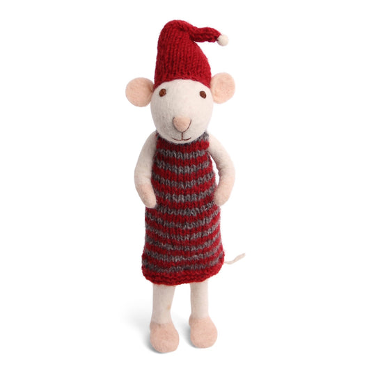 Gry & Sif Mouse Girl Big White Striped Dress