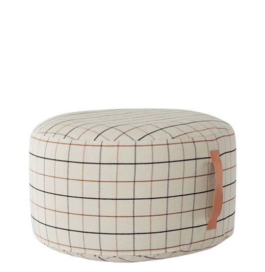 OYOY Grid Cotton Pouf Large Offwhite