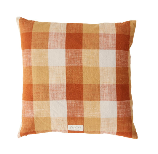 OYOY Kyoto Checker Cushion Dark Sienna
