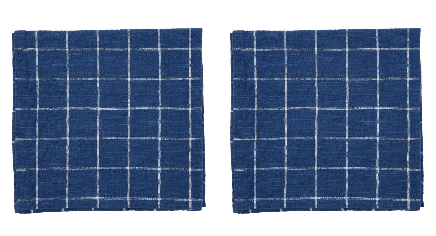 OYOY Grid Napkin 2pk Dark Blue