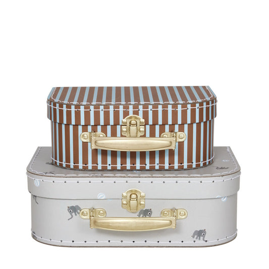 OYOY Mini Suitcase Elephant & Stripe 2pk
