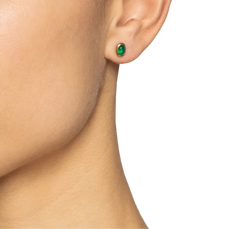 Efva Attling Love Bead Earrings Green Agate Gold